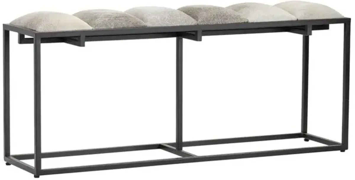 Crestview Hampton Black Metal & Cowhide Bench