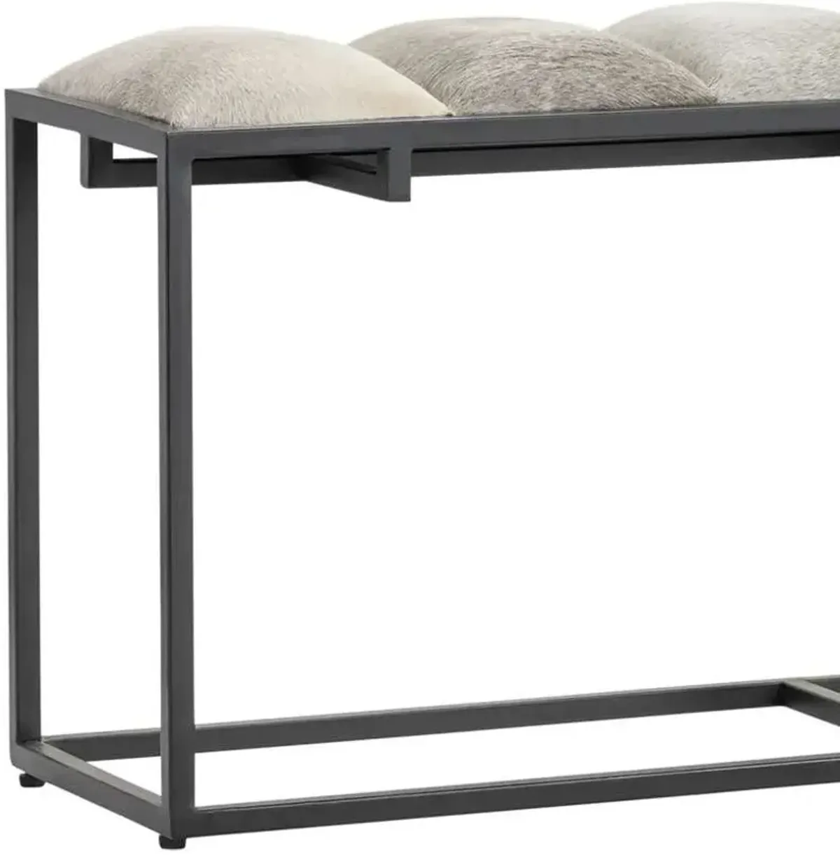 Crestview Hampton Black Metal & Cowhide Bench