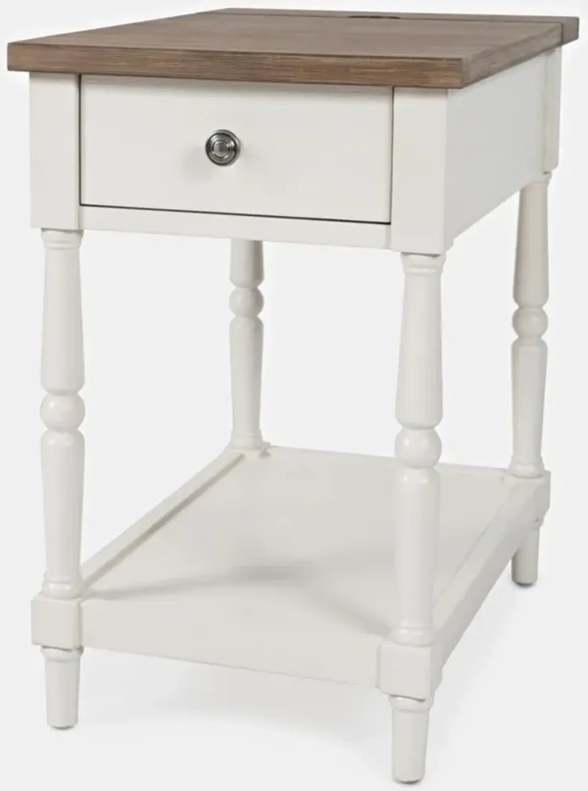 Jofran Grafton Farms Power Chairside Table White