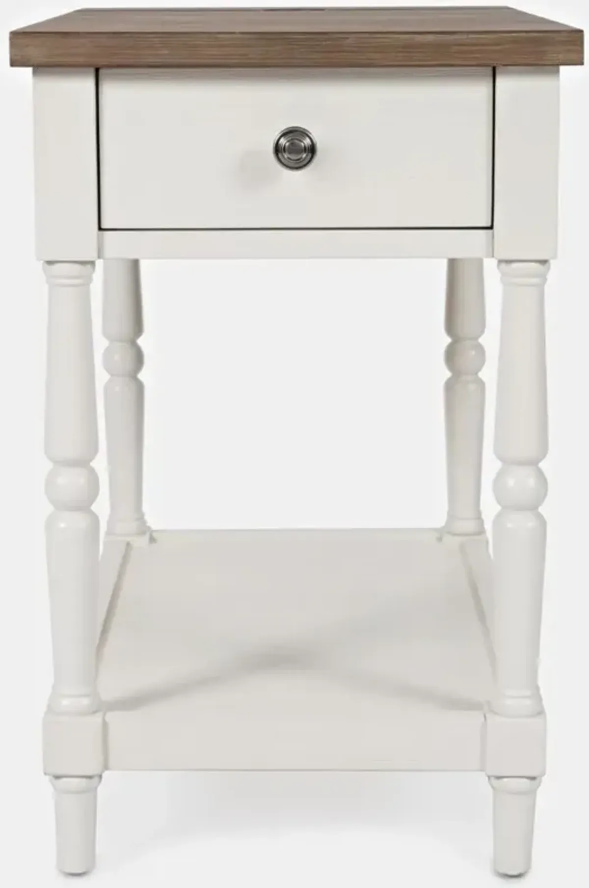 Jofran Grafton Farms Power Chairside Table White