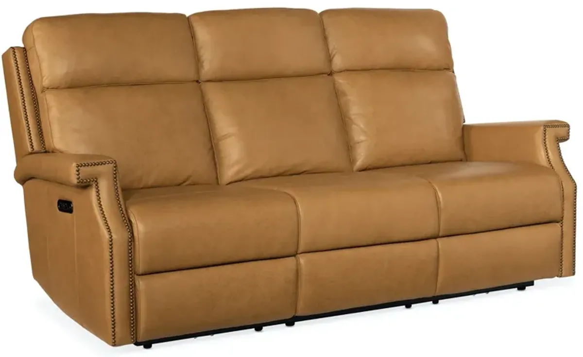 Hooker Furniture Vaughn Shattered Coin Zero Gravity Leather Sofa with Power Headrest