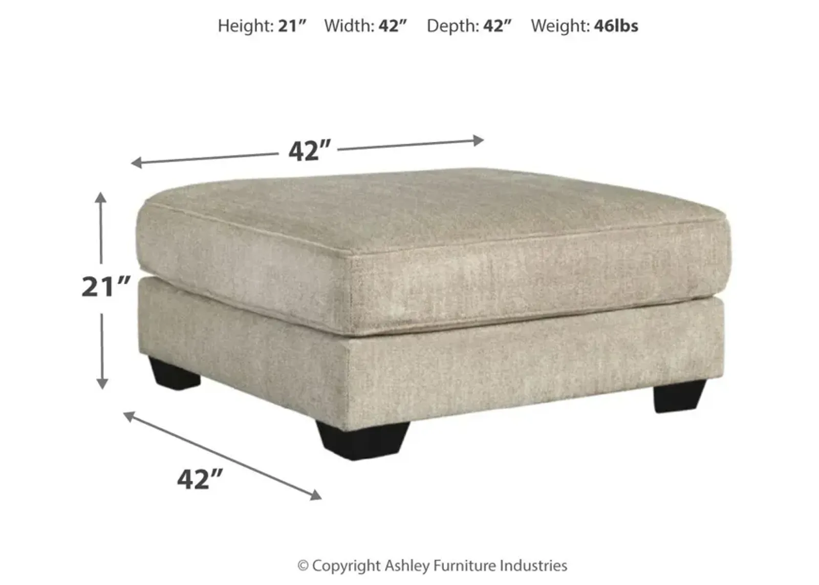 Ashley Ardsley Oversized Ottoman Pewter Benchcraft