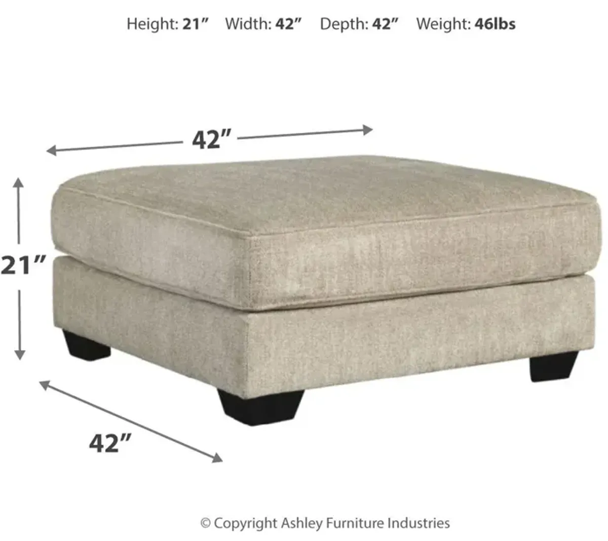 Ashley Ardsley Oversized Ottoman Pewter Benchcraft