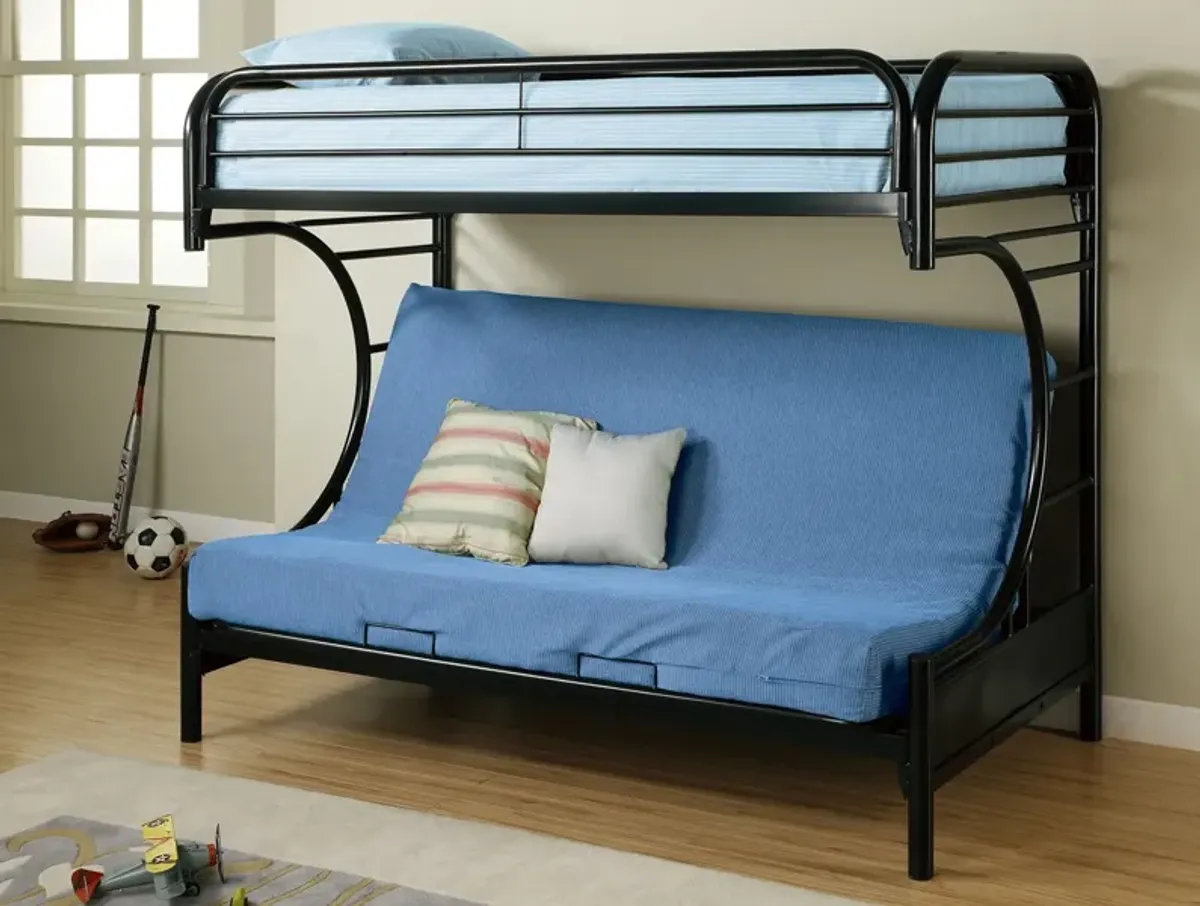 Coaster Montgomery Metal Twin Over Futon Bunk Bed Black