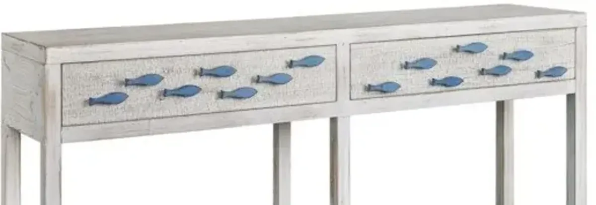 Crestview Swimming Upstream Antique White Console