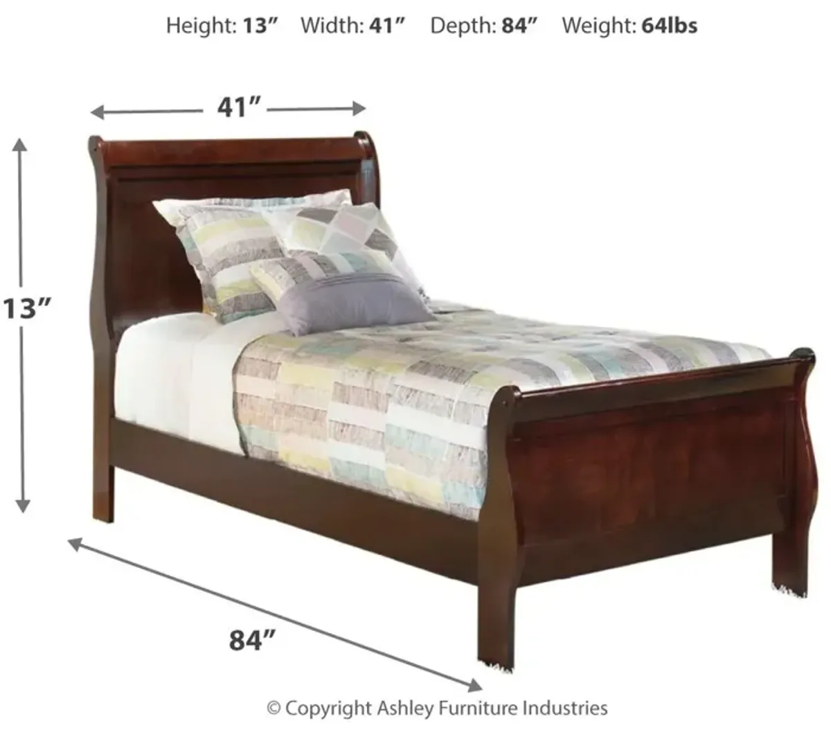 Ashley Alisdair Dark Brown Twin Sleigh Bed