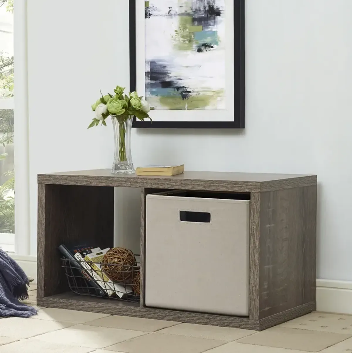 Linon Galli 2 Cubby Storage Cabinet Grey