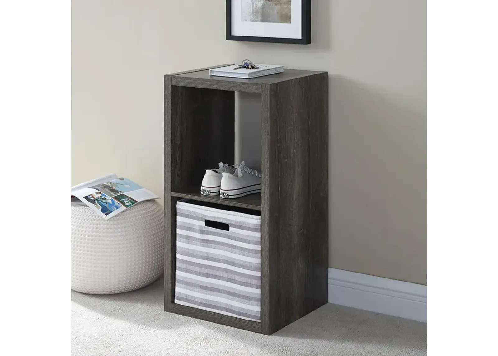 Linon Galli 2 Cubby Storage Cabinet Grey