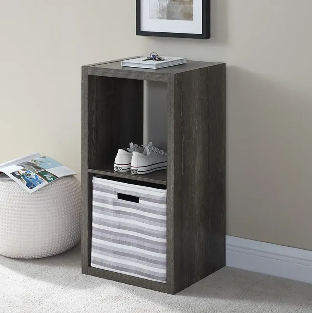 Linon Galli 2 Cubby Storage Cabinet Grey