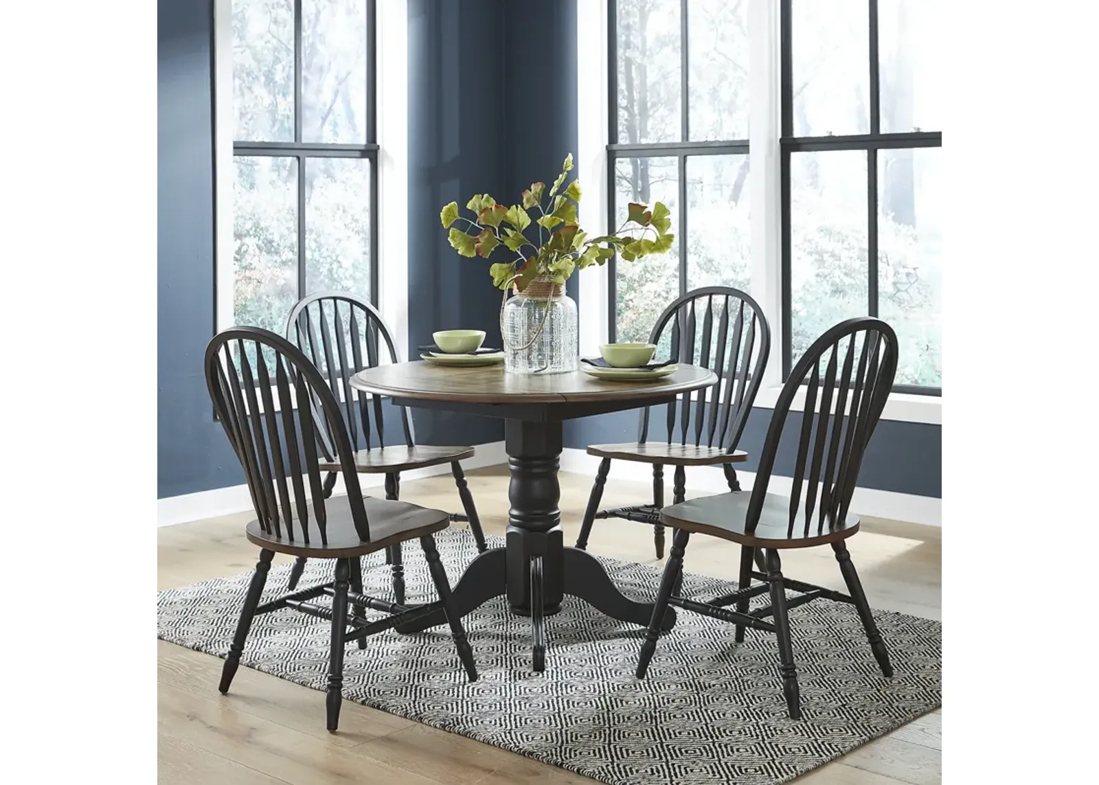 Liberty Furniture 5-Piece Antique Honey/Black Drop Leaf Dining Table Set Carolina Crossing