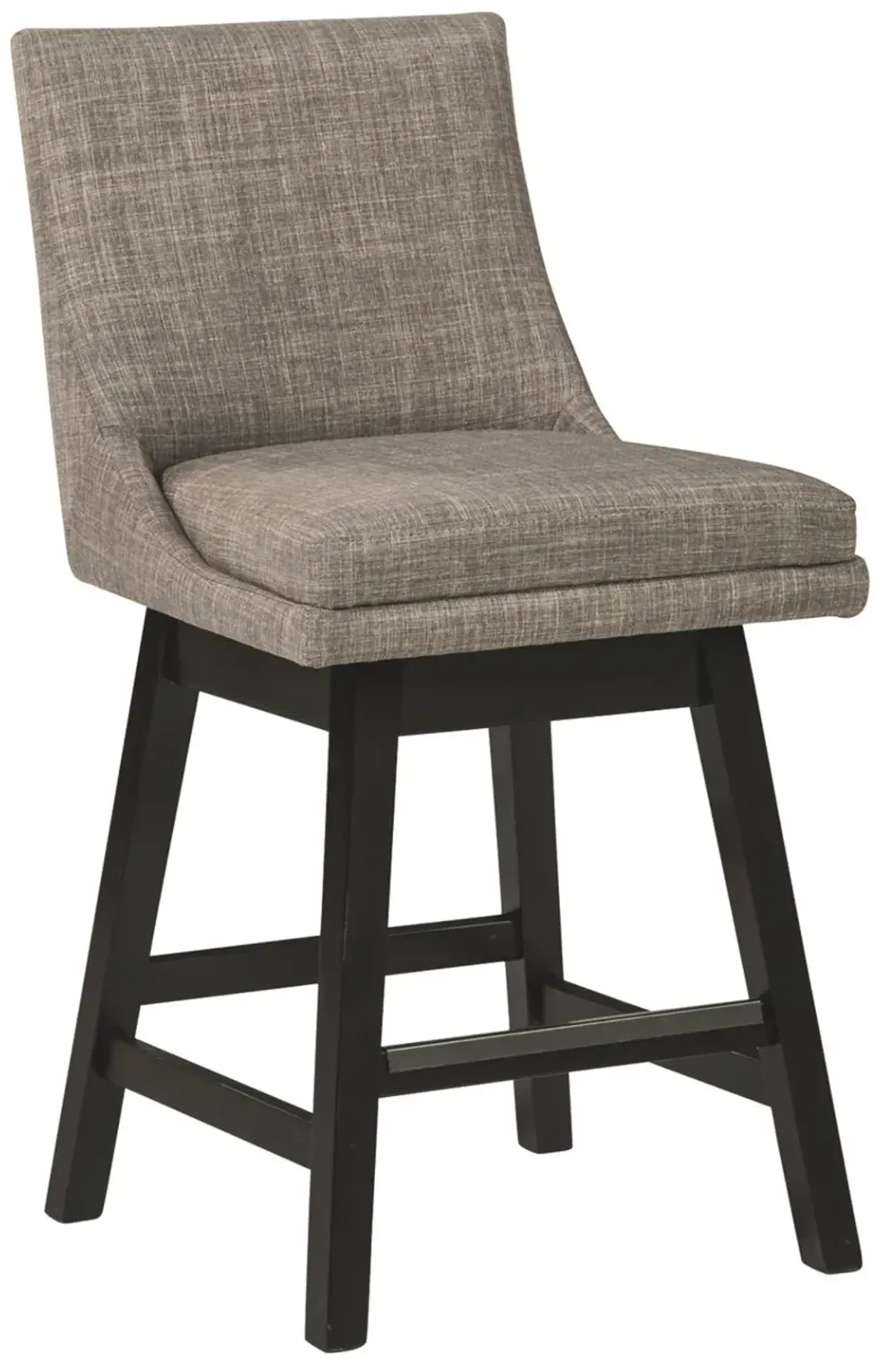 Ashley Contemporary Modern Counter Height Barstools in Brown Linen Fabric with Wooden Base