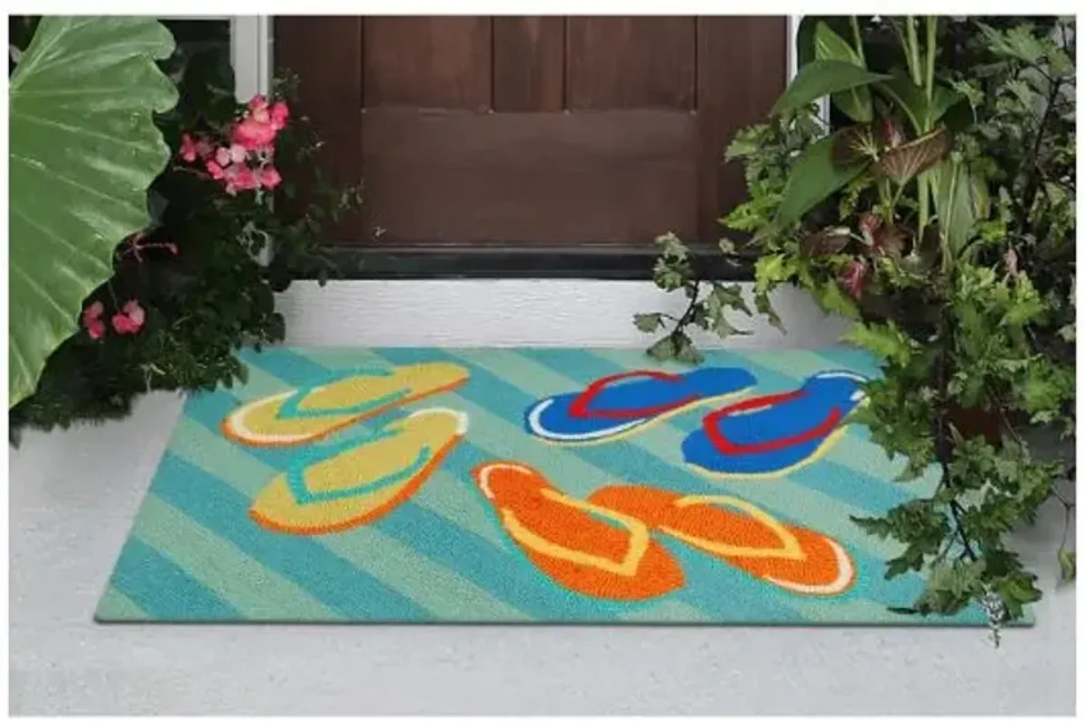 Trans Ocean Frontporch Flip Flop Blue Doormat