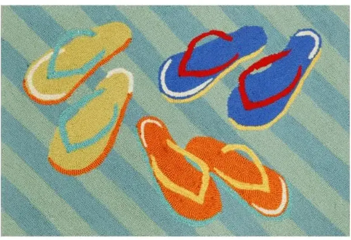 Trans Ocean Frontporch Flip Flop Blue Doormat