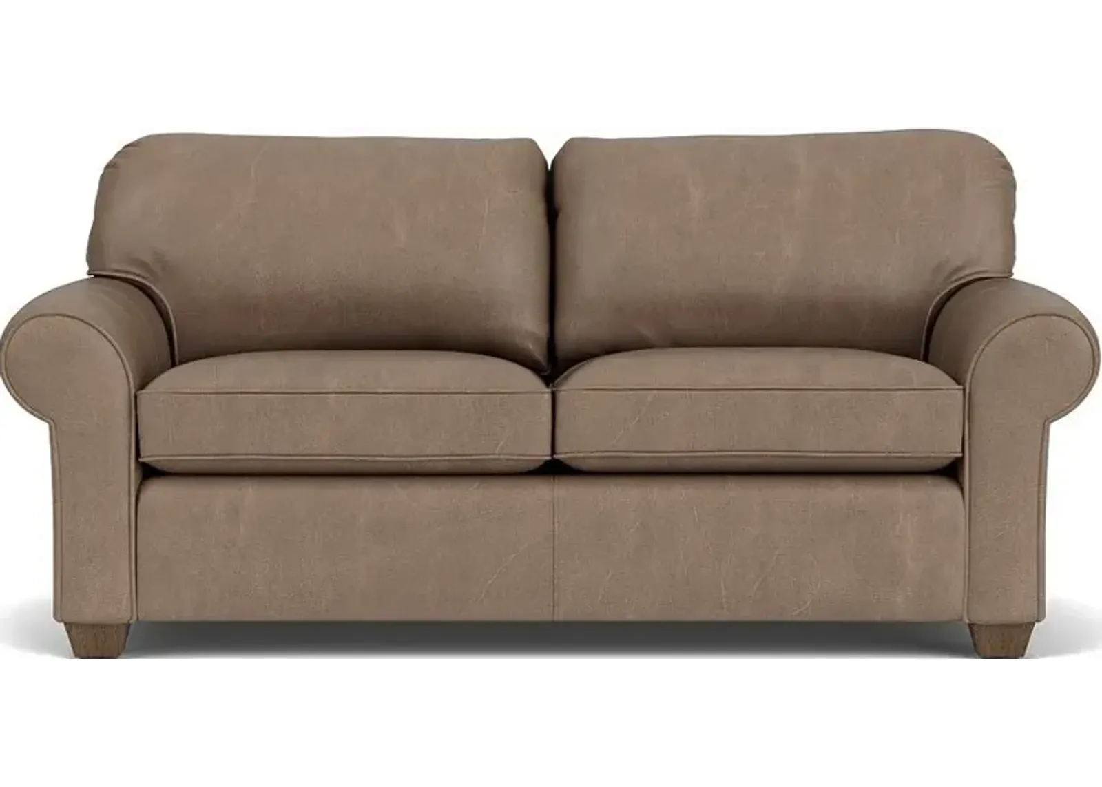 Flexsteel Thornton Mushroom Two-Cushion Leather Sofa