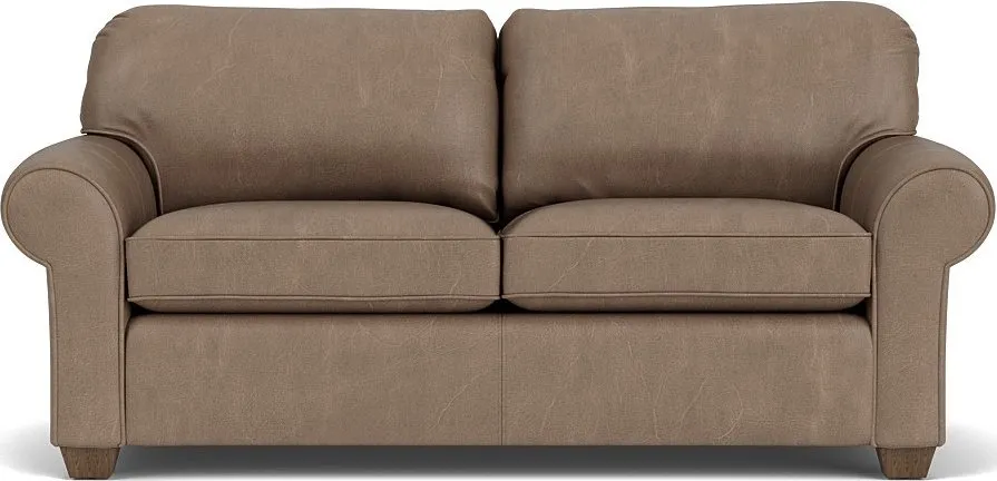 THORNTON MUSHROOM TWO-CUSHION LEATHER SOFA