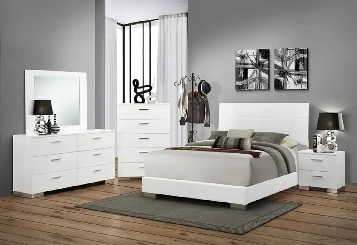 Coaster Felicity Wood Queen Panel Bed White High Gloss