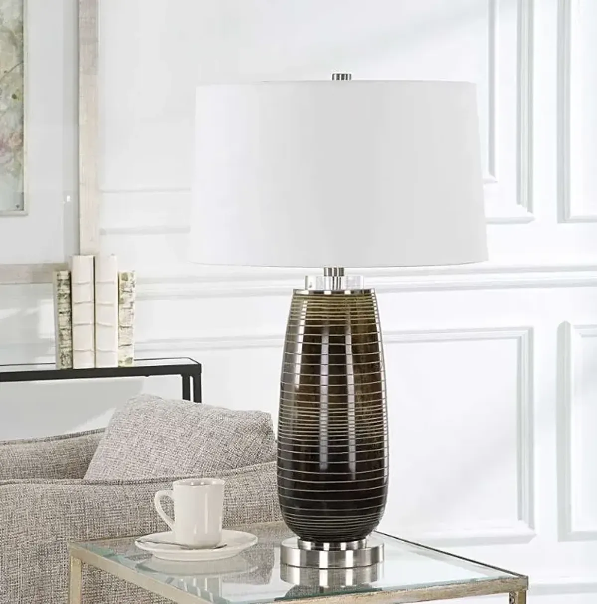 Uttermost Alamance Rustic Bronze/White Table Lamp