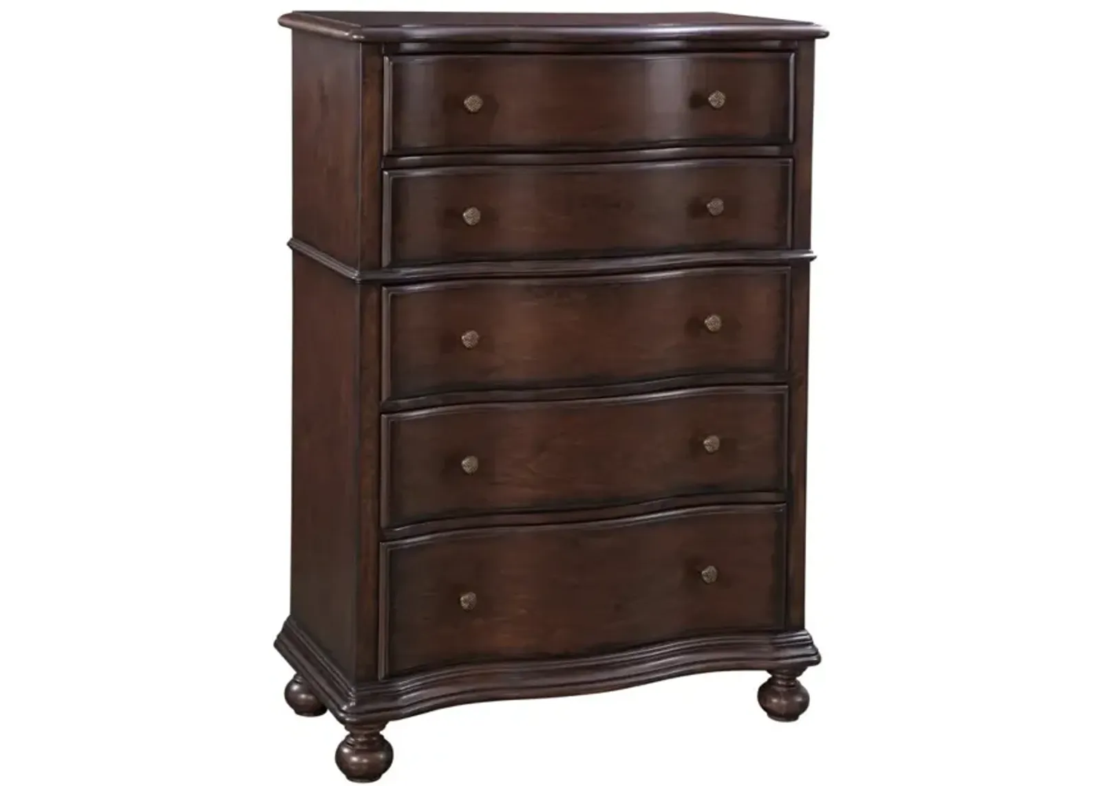 American Woodcrafters Rodanthe Cherry Brunette 5-Piece Woven Bedroom Set Queen Bed Dresser Mirror 3-Drawer Nightstand & Chest