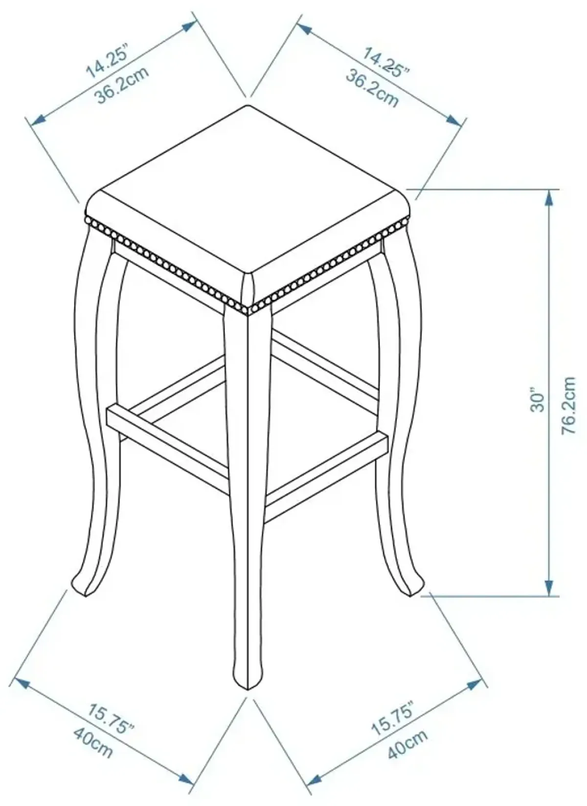 Linon San Francisco Square Top Bar Stool Caramel