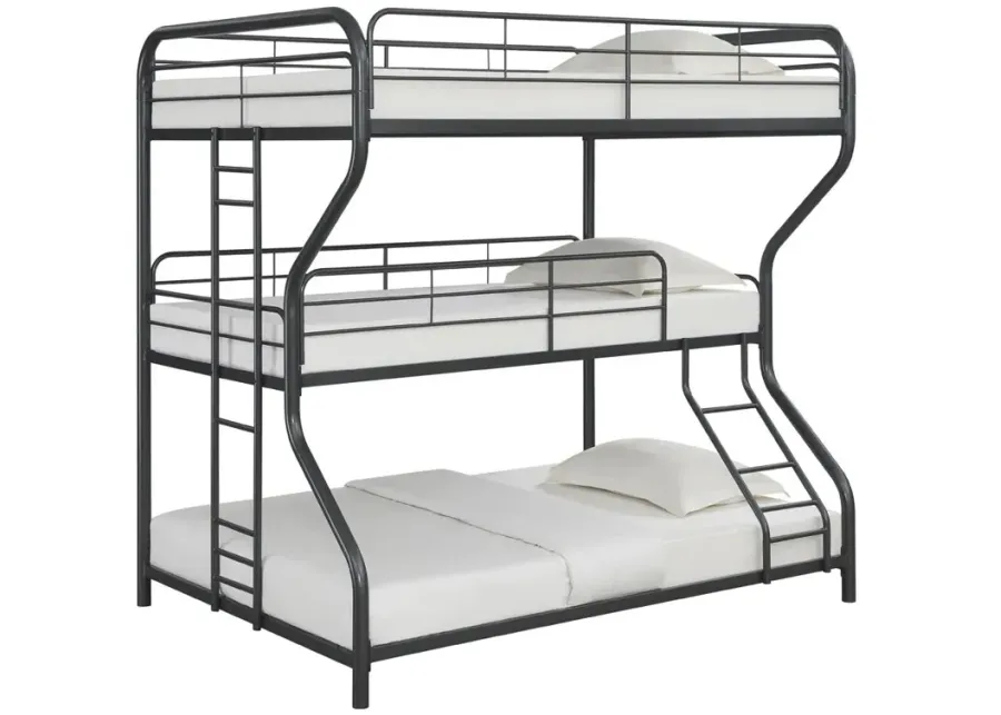 GARNER TRIPLE FULL/TWIN/FULL BUNK BED GUNMENTAL GREY GARNER TRIPLE BUNK BED