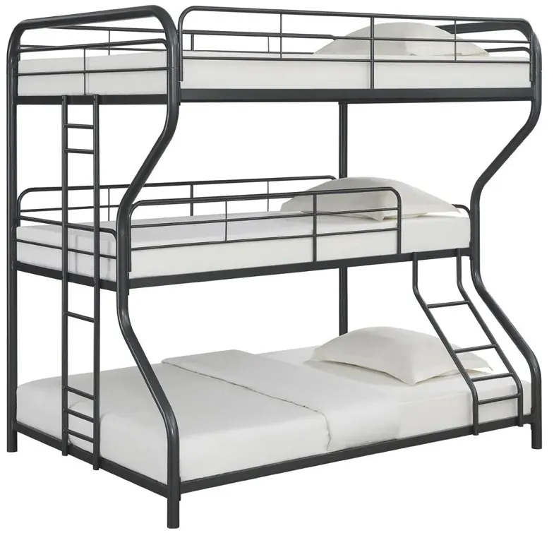 GARNER TRIPLE FULL/TWIN/FULL BUNK BED GUNMENTAL GREY GARNER TRIPLE BUNK BED