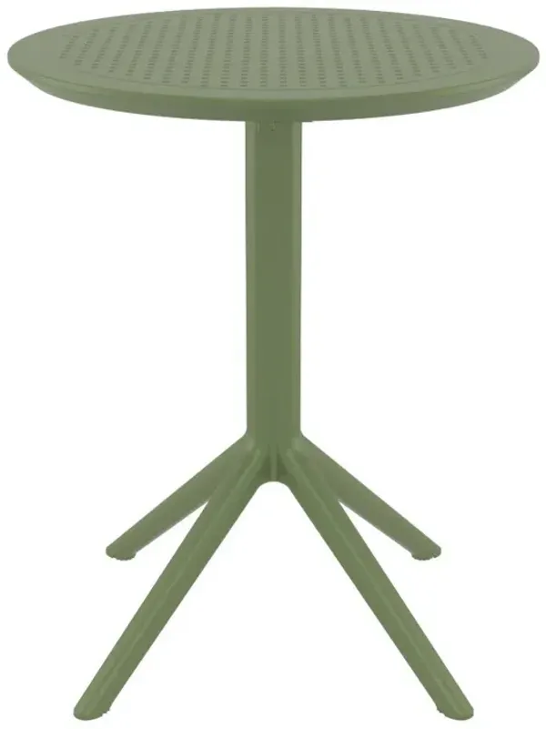 Compamia 24 Inch Outdoor Sky Round Folding Table Olive Green
