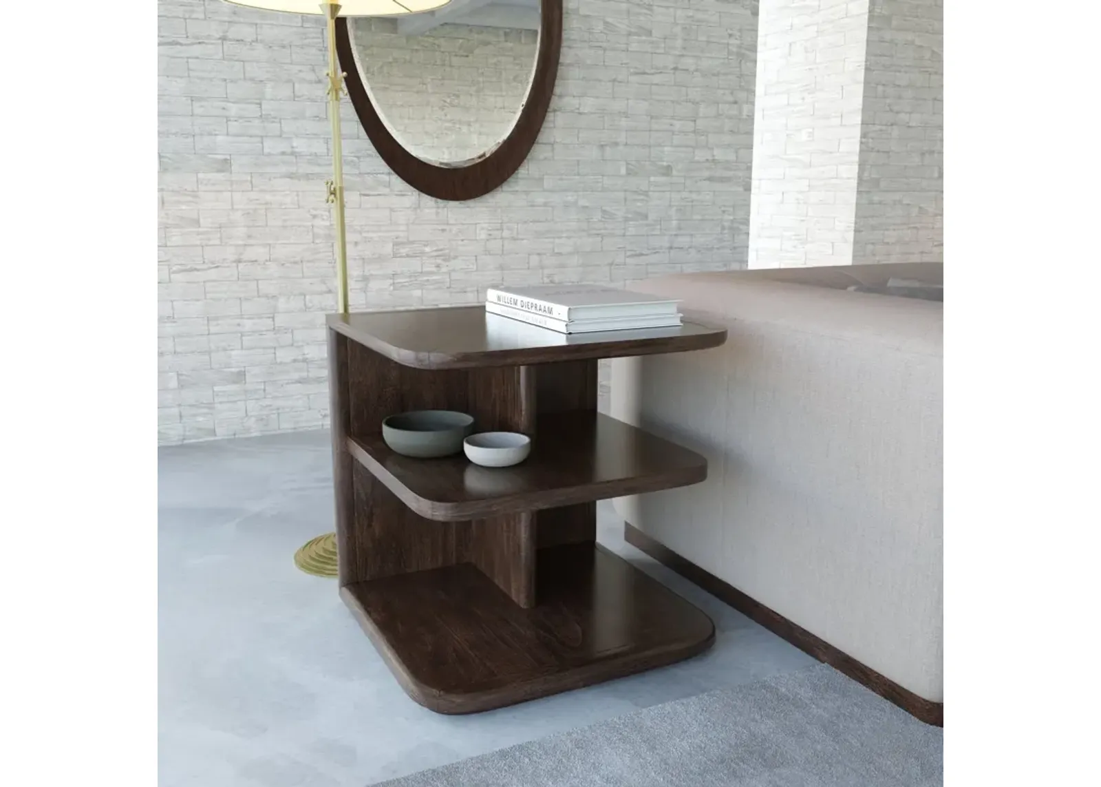 Casa Inspirata Cannello End Table in Brunette Dark Brown Wood Finish