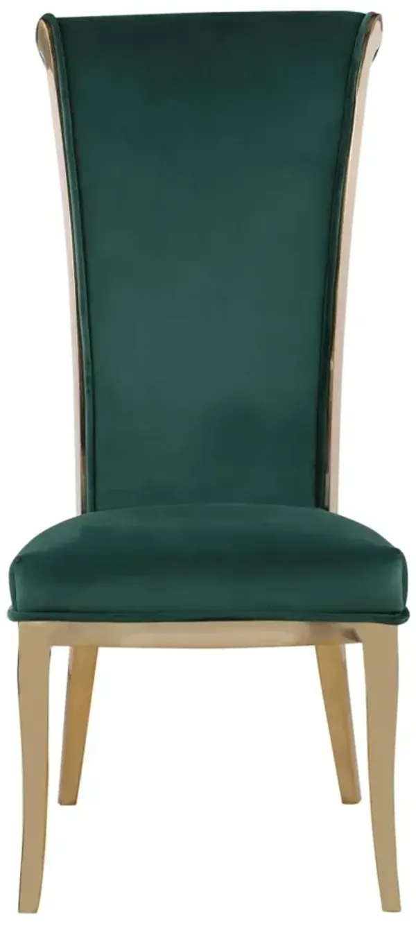 Chintaly Joy Green/Brushed Gold High Back Side Chair with Golden Frame