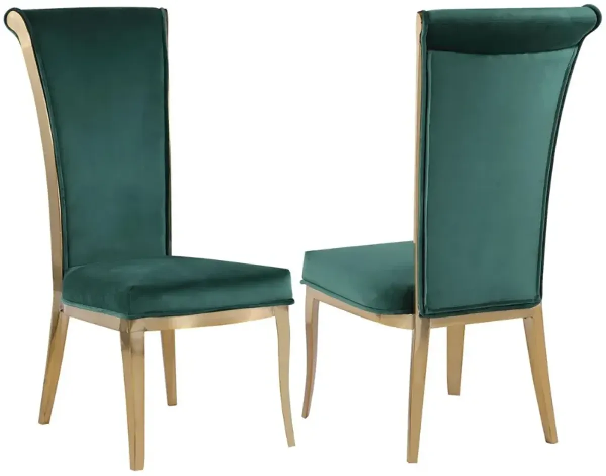 Chintaly Joy Green/Brushed Gold High Back Side Chair with Golden Frame