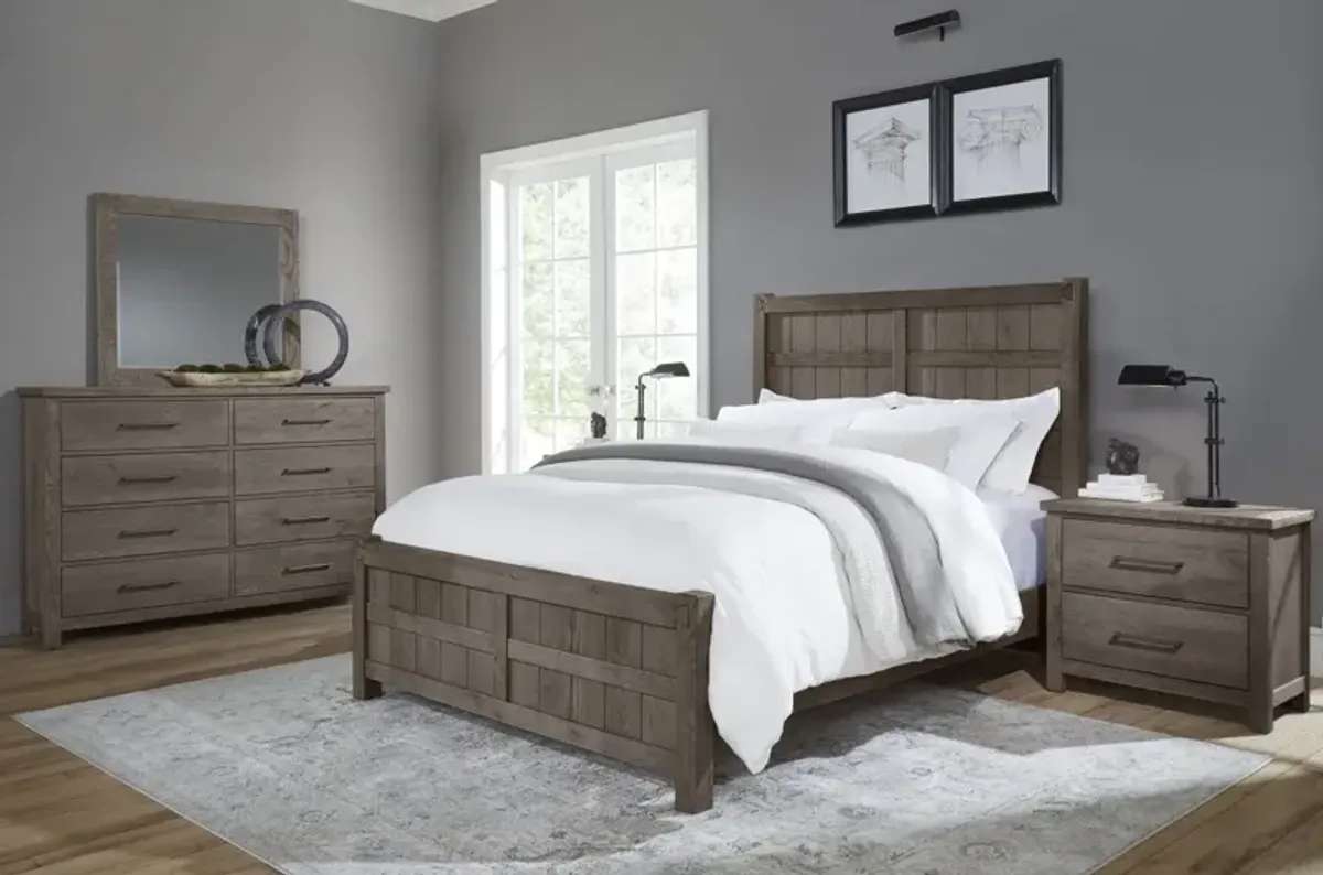 Vaughan-Bassett Dovetail Mystic Grey Board & Batten Queen Headboard