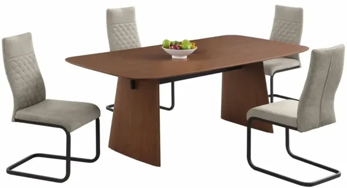 Chintaly Eden Modern Dining Set with All-Wood Table & Cantilever Chairs