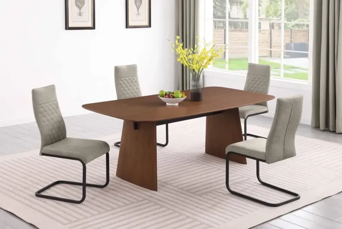 Chintaly Eden Modern Dining Set with All-Wood Table & Cantilever Chairs