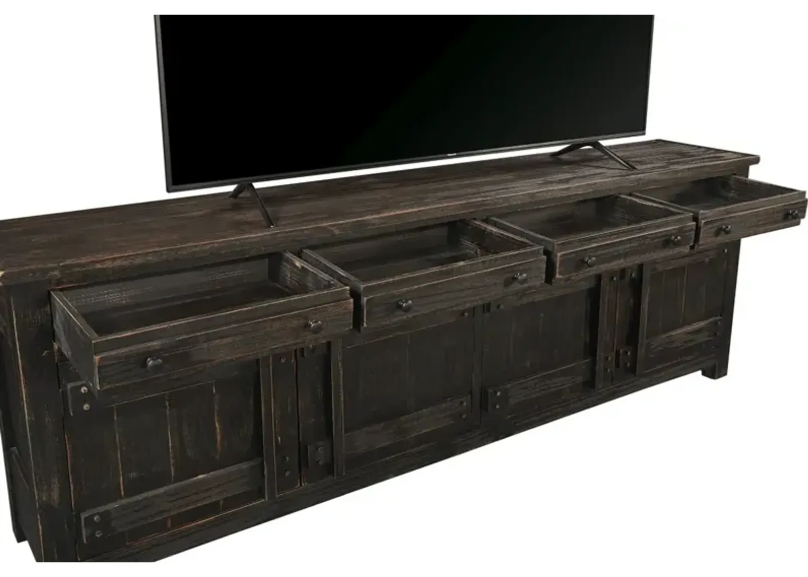 Aspenhome Reeds Farm Weathered Black 97 Inch TV Stand Console