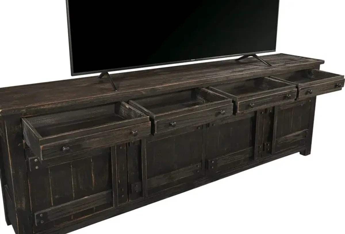 Aspenhome Reeds Farm Weathered Black 97 Inch TV Stand Console