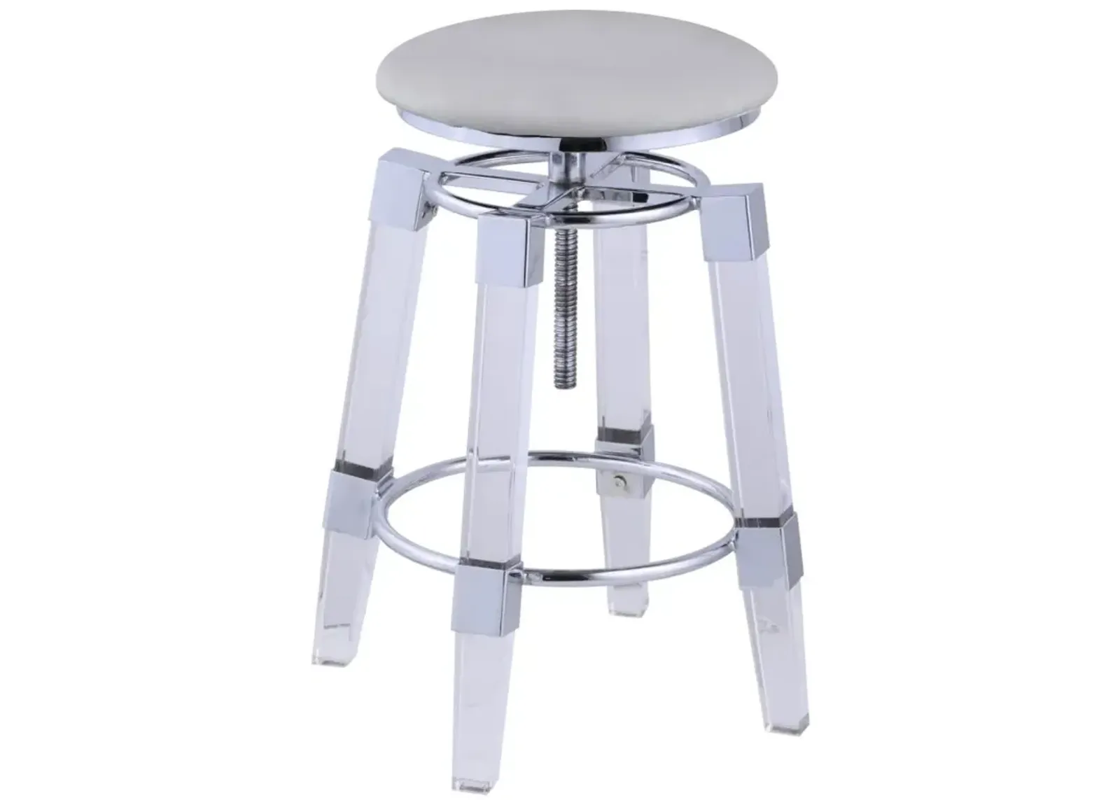 Chintaly Grey Contemporary Rotation-Adjustable Stool with Upholstered Seat