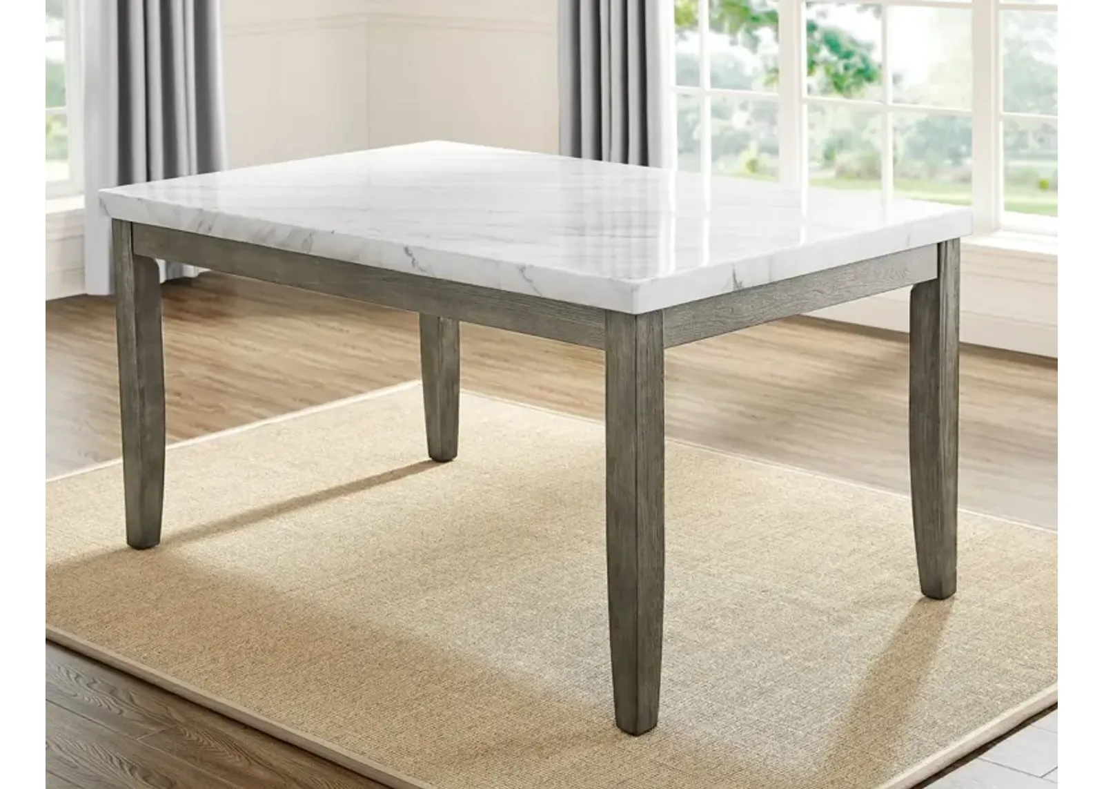 Steve Silver Emily White Marble Top Dining Table