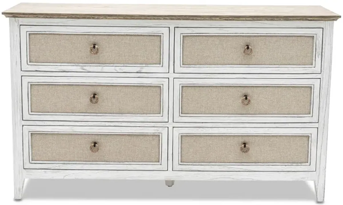 Seawinds Captiva Island 6-Drawer Dresser Beach Sand/Weathered White Finish