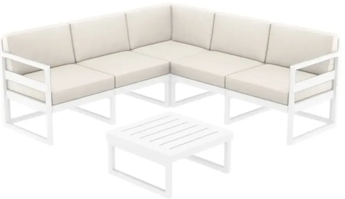 Compamia Mykonos Corner Sectional 5-Person White Sunbrella Natural Cushion Outdoor Lounge Set