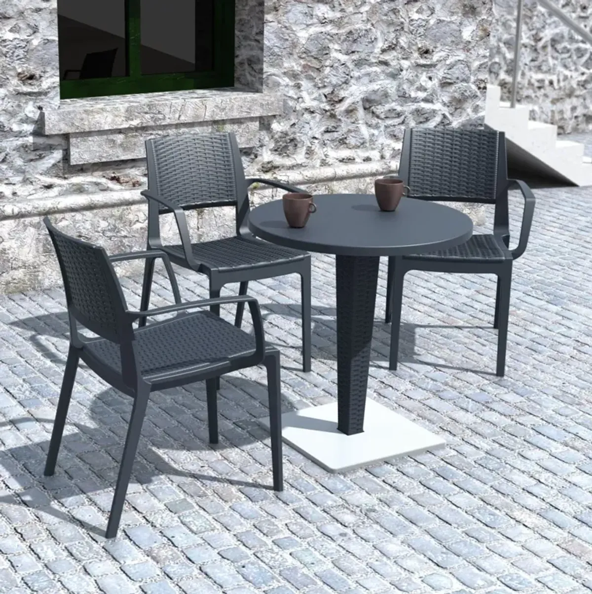 Compamia Capri Resin Dining Arm Chair Dark Gray