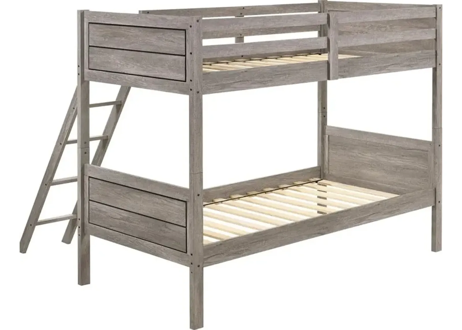 Coaster Ryder Wood Twin Over Twin Bunk Bed Weathered Taupe