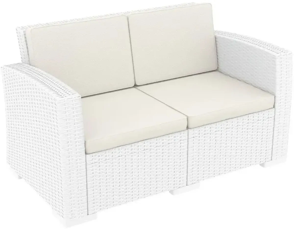 Compamia Monaco Resin 4-Piece White Sunbrella Natural Cushion Outdoor Lounge Set