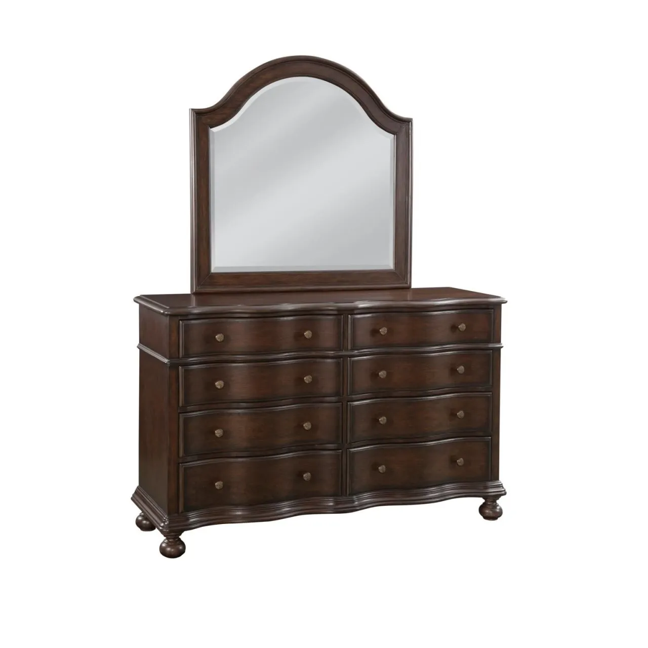 RODANTHE CHERRY BRUNETTE 3-PIECE WOVEN BEDROOM SET - QUEEN BED, DRESSER & MIRROR