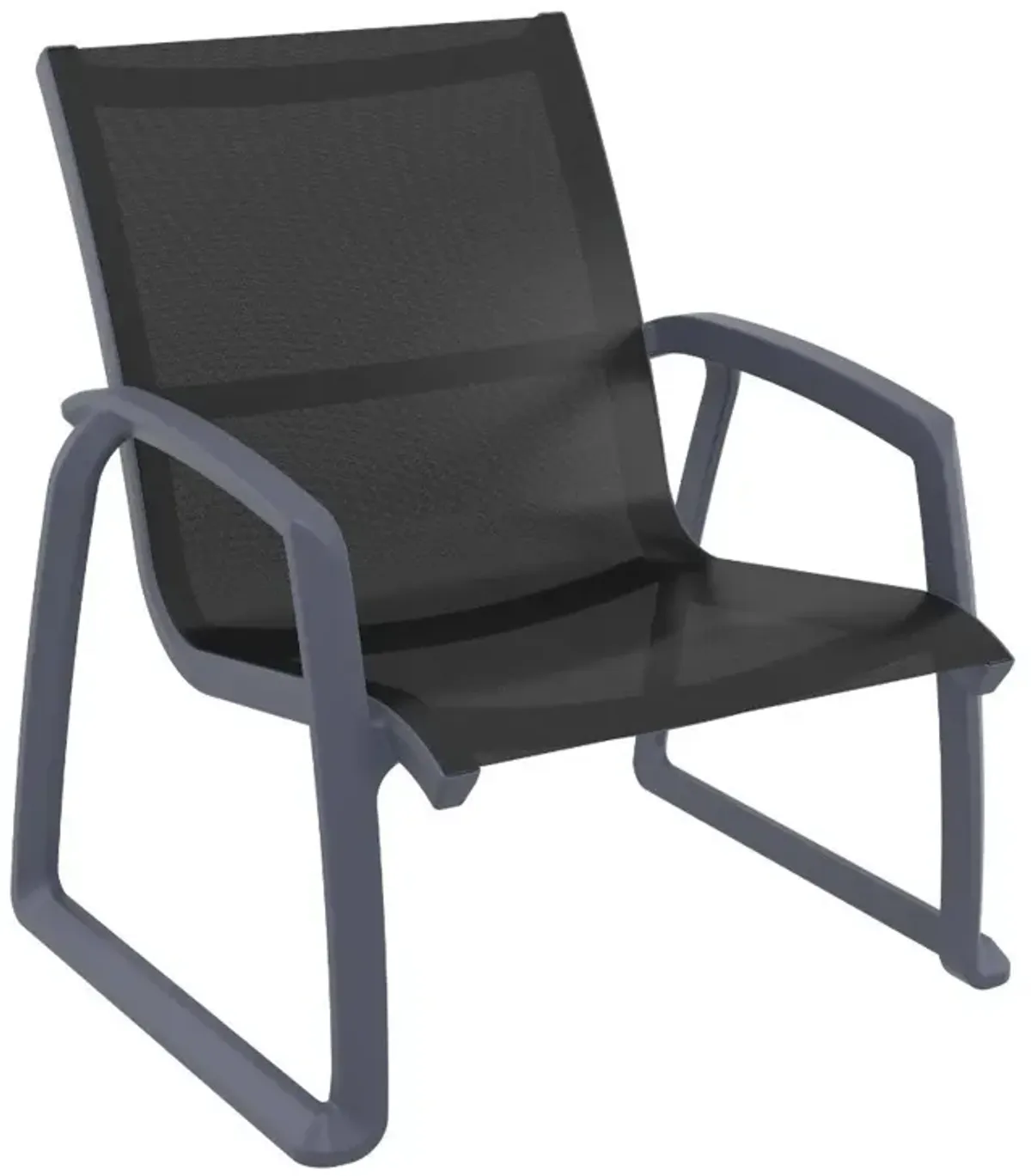 Compamia Pacific Club Arm Patio Chair Dark Gray Frame Black Sling