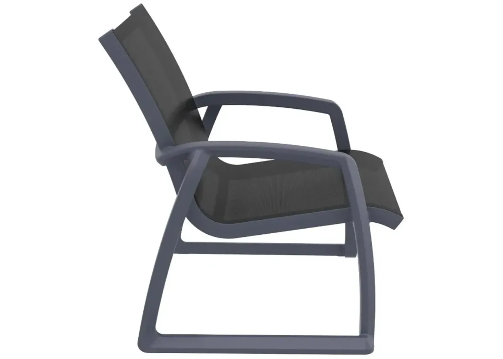 Compamia Pacific Club Arm Patio Chair Dark Gray Frame Black Sling