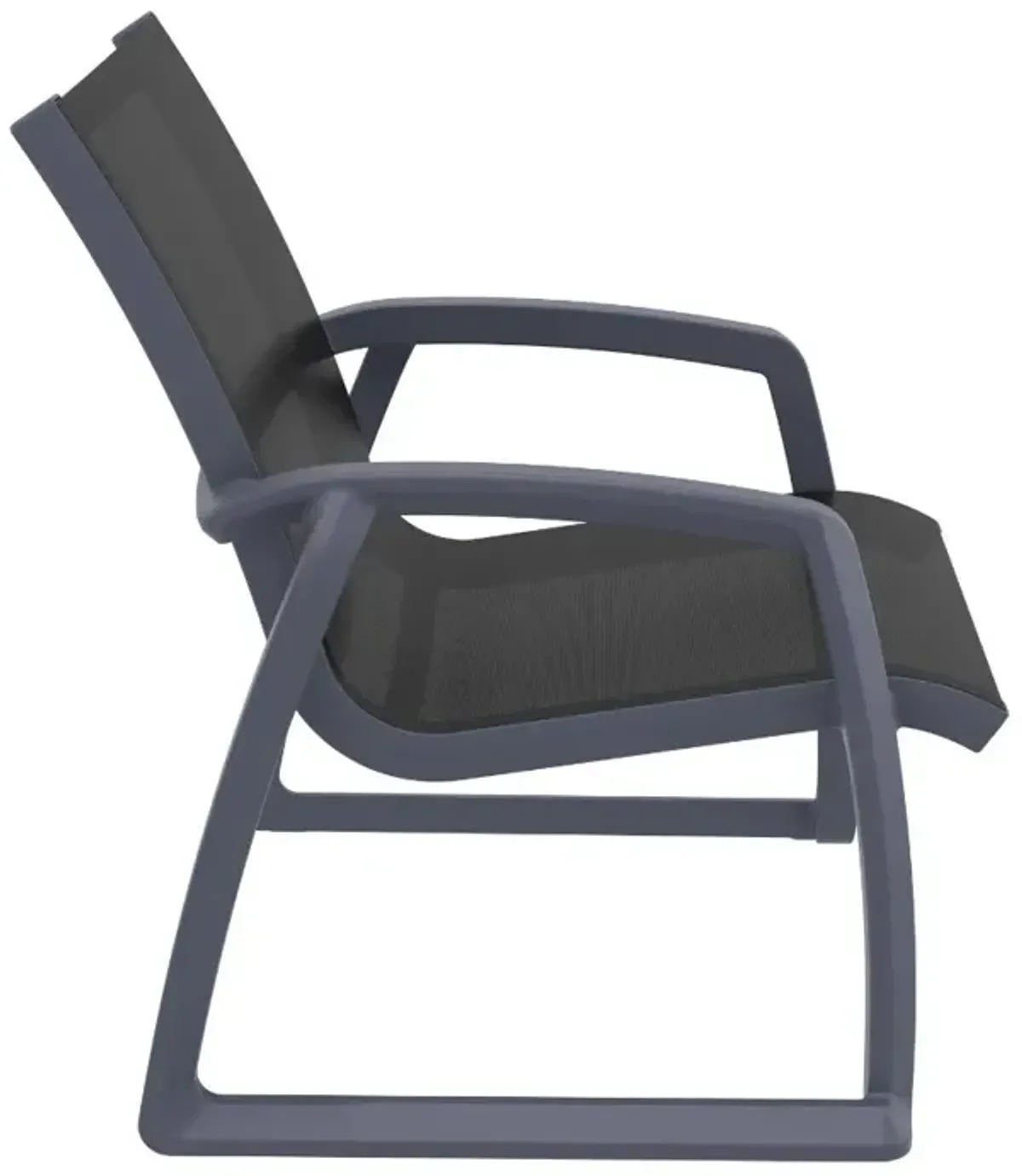 Compamia Pacific Club Arm Patio Chair Dark Gray Frame Black Sling