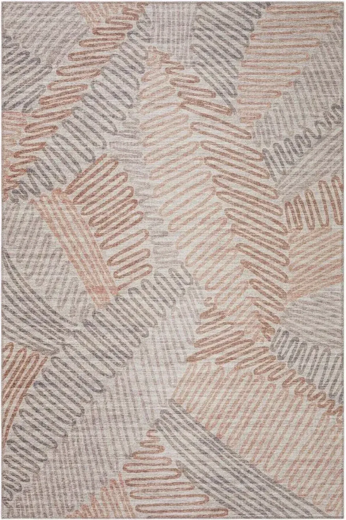 Dalyn Contemporary Abstract Feather 5'X8' Area Rug in Coral & Gray