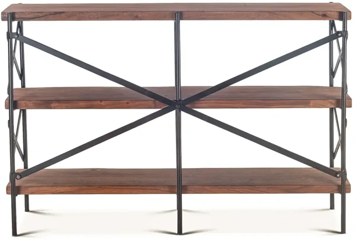 Home Trends Design Organic Forge 56-Inch Horizontal Live Edge Bookshelf