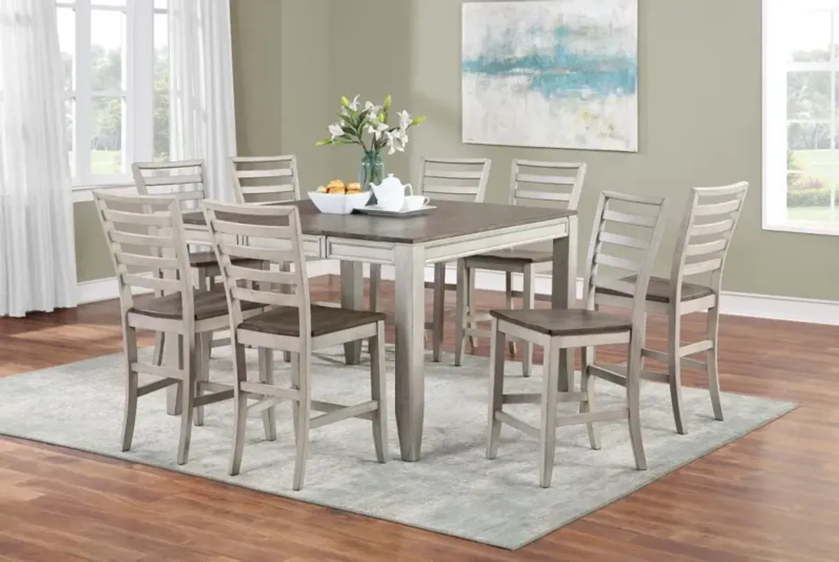 Steve Silver Abacus 5-Piece Two-Tone Smoky Alabaster & Putty Counter-Height Table & 4 Chairs Set