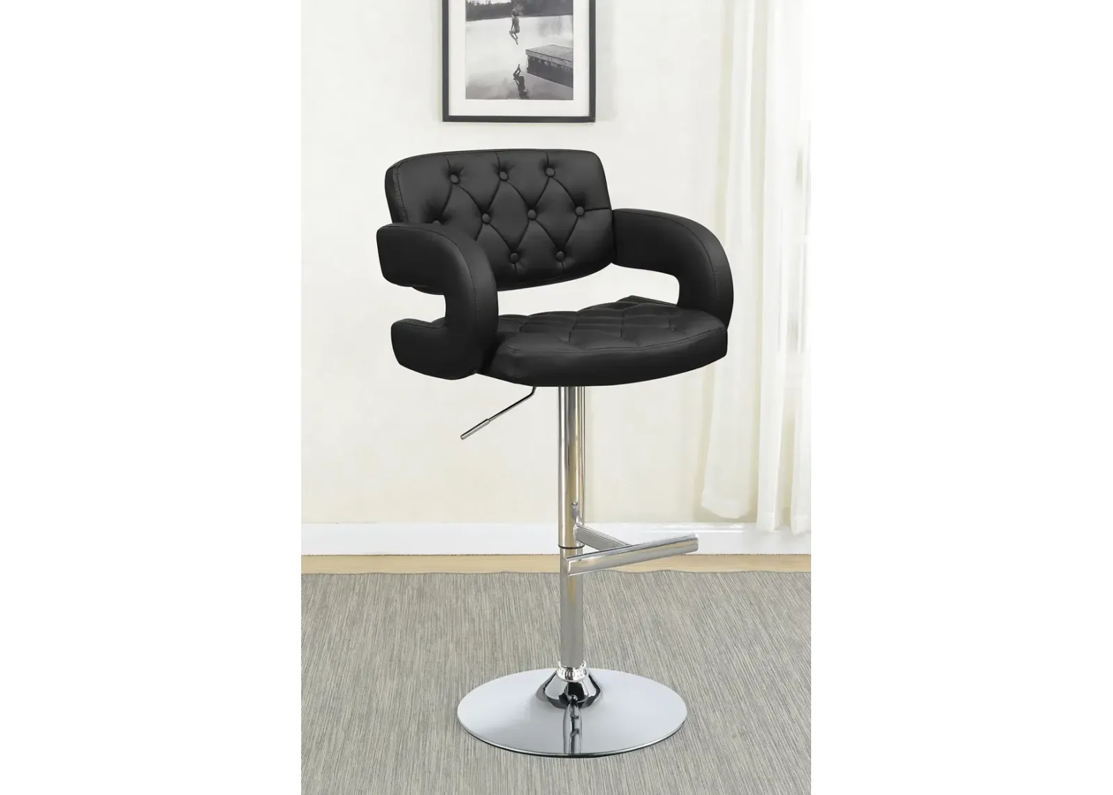 Coaster Brandi Adjustable Bar Stool Black & Chrome