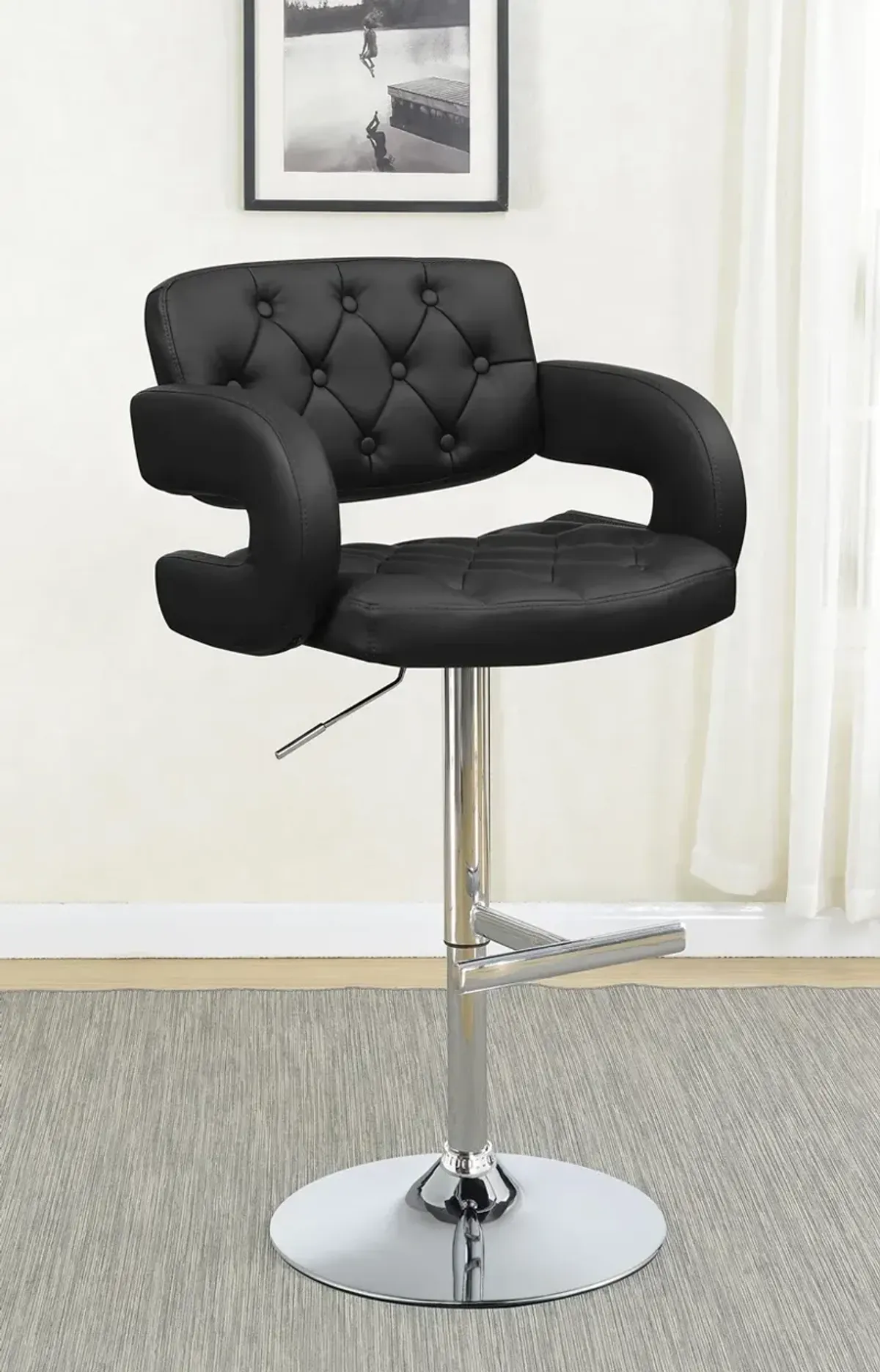 Coaster Brandi Adjustable Bar Stool Black & Chrome